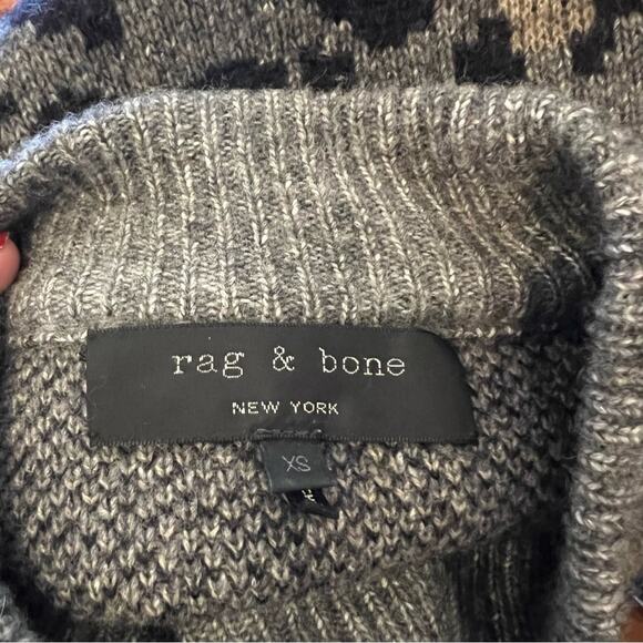 Rag & Bone Isadora Grey Leopard Intarsia Pullover Sweater - Picture 7 of 9